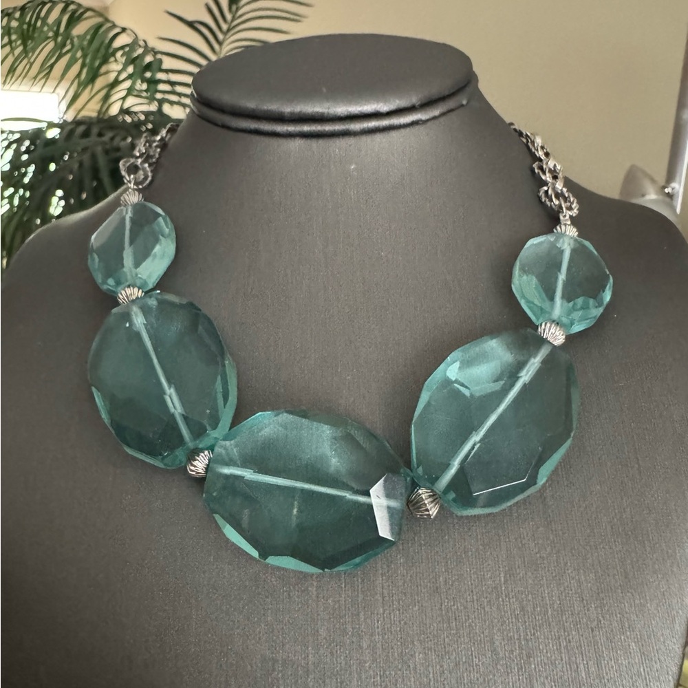 New Aqua Crystal Statement Necklace